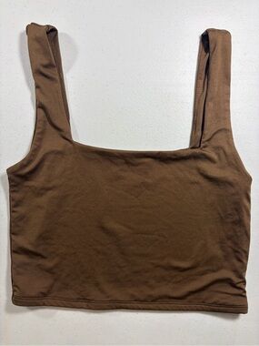 The Workshop Brown Square-Neck Stretchy Crop Top (L)